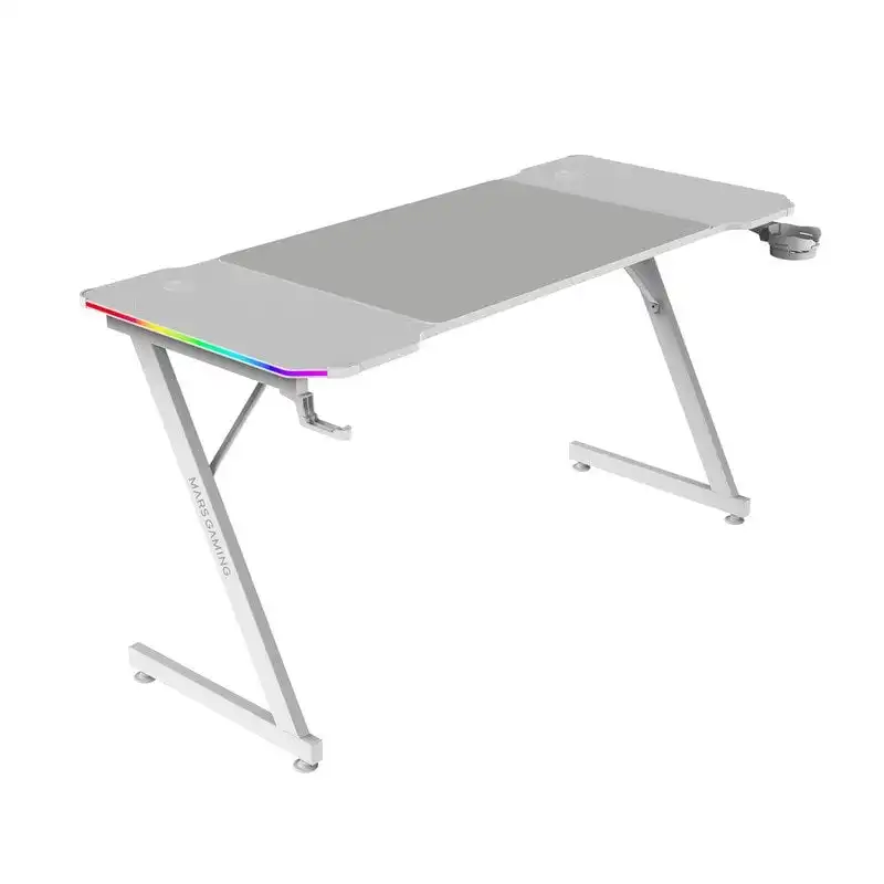 Mars Gaming MGD-X140RGB Mesa Ergonómica ARGB Mando Alfombrilla XXL Soportes Externos 140x60cm Blanco