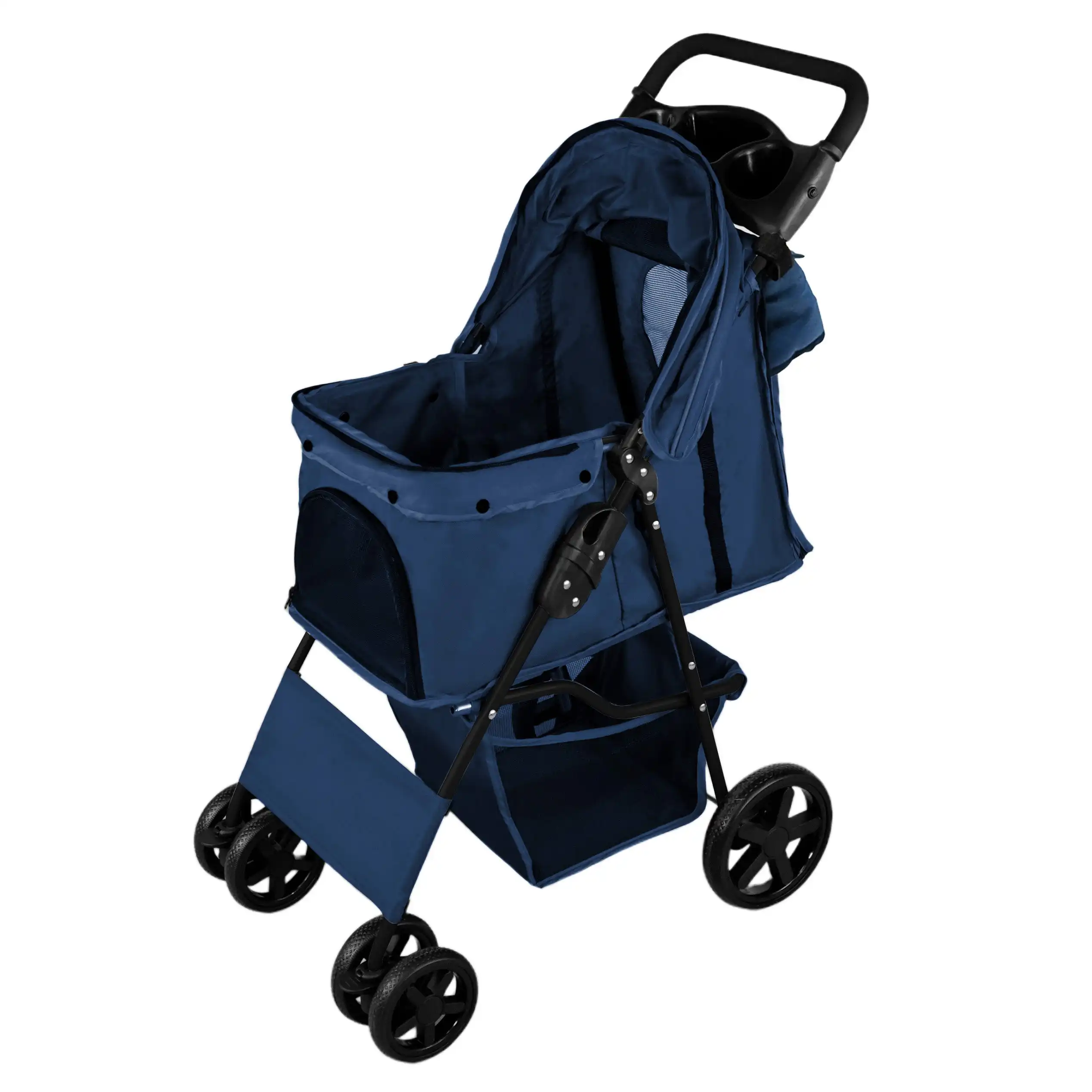 MonsterShop Cochecito plegable Azul Marino para perros y gatos - 65cm x 101cm x 45cm - MONSTERSHOP - Comparador de precios