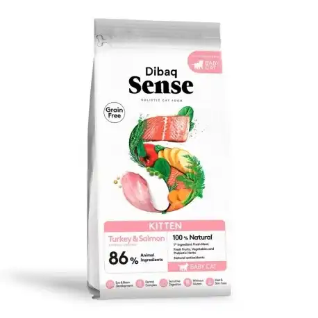 1.5 KG 1.5 kg Dibag Sense Grain Free Kitten Pavo y Salmón pienso para gatos - Dibaq - Comparador de precios