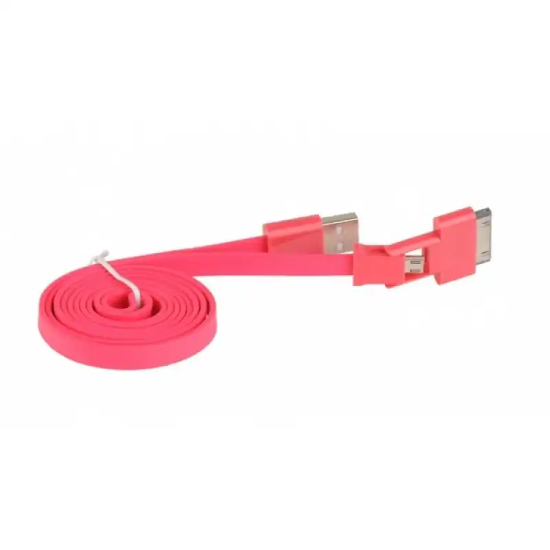 3Go Cable Plano MicroUSB a Apple 30-Pines Macho/Macho 1m Rojo
