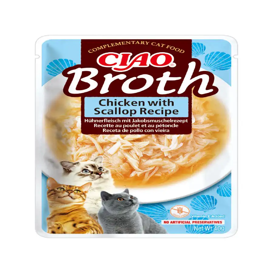 Churu Broth Sopa de Pollo con Vieiras sobre para gatos – Multipack 12 - Churu - Comparador de precios