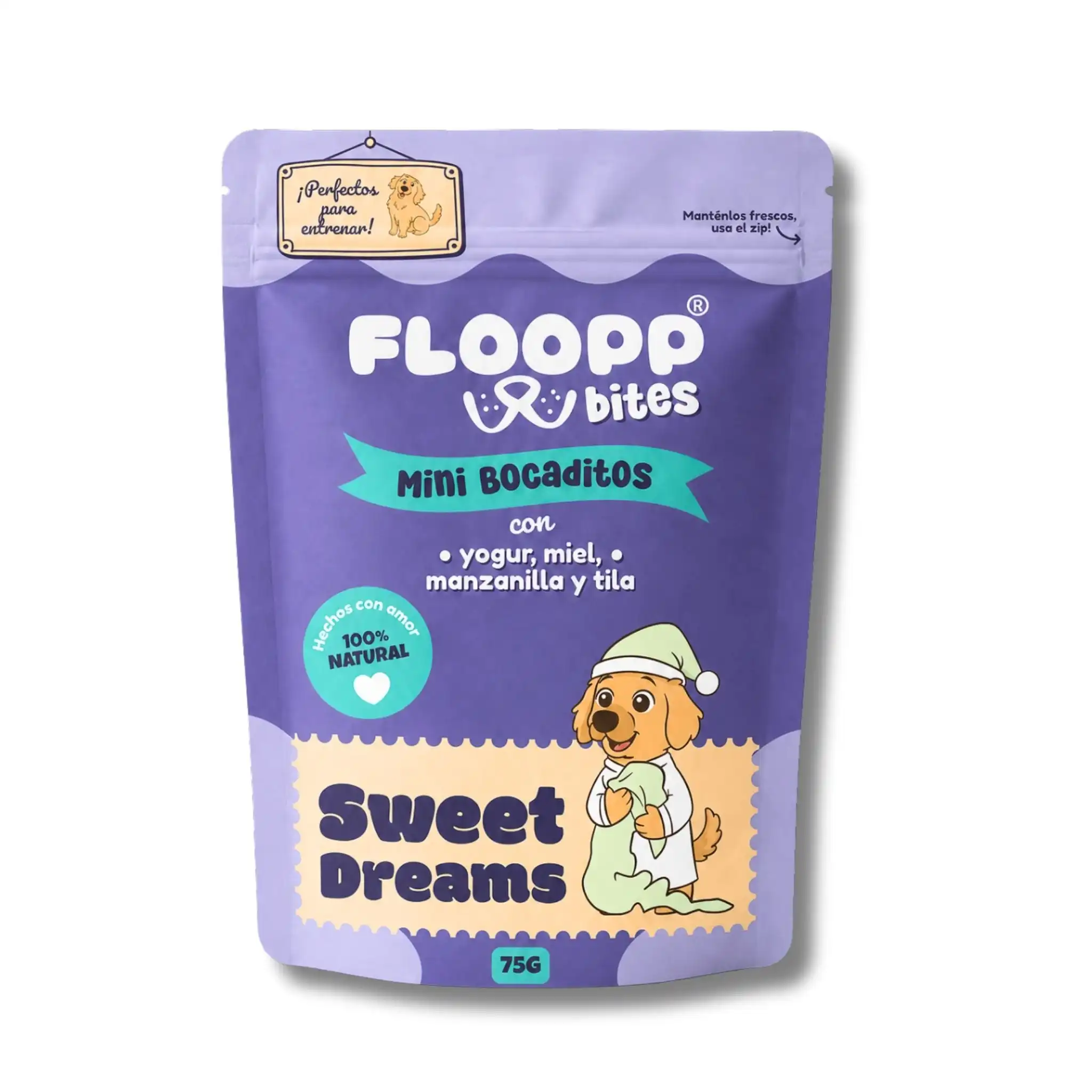 Floopp Bites Snacks Relajantes para Perros | Manzanilla y Tila | 75 g - 75 - Flooppbites - Comparador de precios