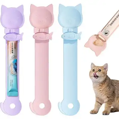 HausPets Dispensador de golosinas para gatos - 3 piezas, cuchara medidora - rosa-morado-azul - HausPets - Comparador de precios