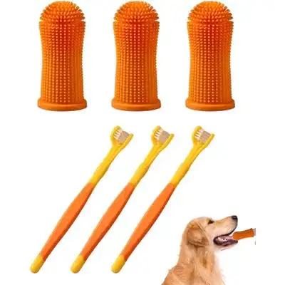 HausPets Lote 6 cepillos dentales perro – 3 triples + 3 dedos - Juego de 6 - HausPets - Comparador de precios