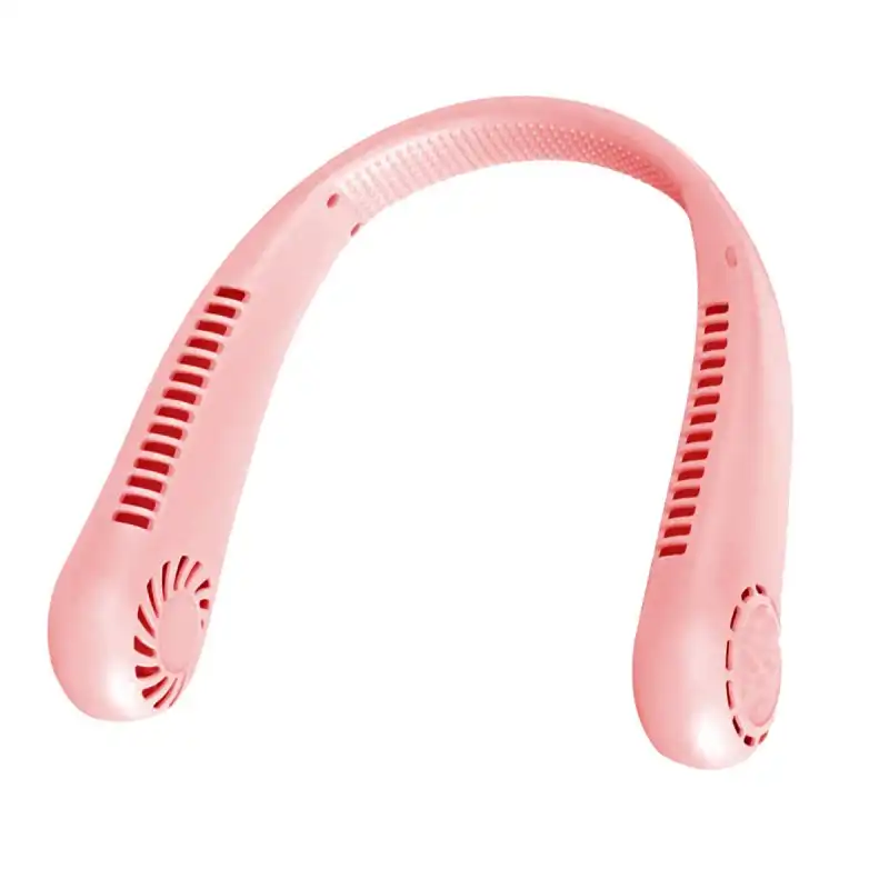 Klack Ventilador de Cuello Recargable USB Ajustable 3 Velocidades 1200mAh Rosa