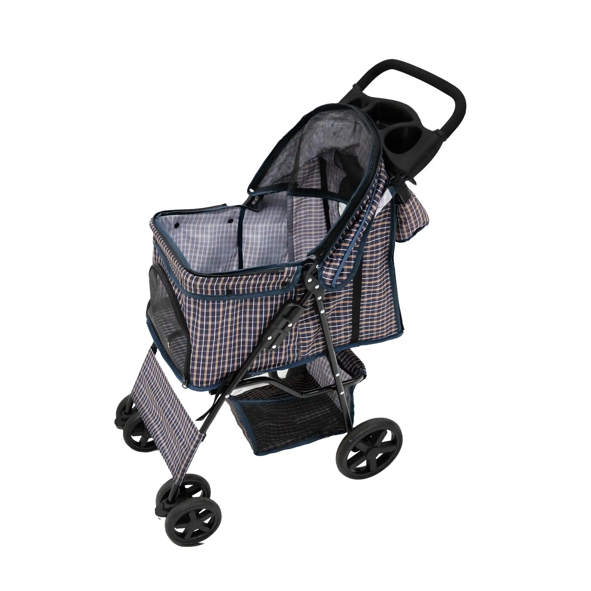 MonsterShop Cochecito plegable azul + bolsa almacenamiento para perros y gatos - 65cm x 101cm x 45cm - MONSTERSHOP - Comparador de precios