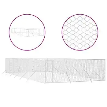 Perrera De Exterior Acero Galvanizado Plateado 6x14x2 M Vidaxl - VIDAXL - Comparador de precios