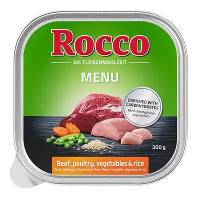 Rocco Menú en tarrinas 9 x 300 g - Vacuno con ave, verduras y arroz - Rocco - Comparador de precios