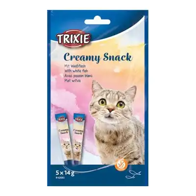 Trixie Creamy Snack con pescado blanco para gatos - 5 x 14 g - Trixie - Comparador de precios