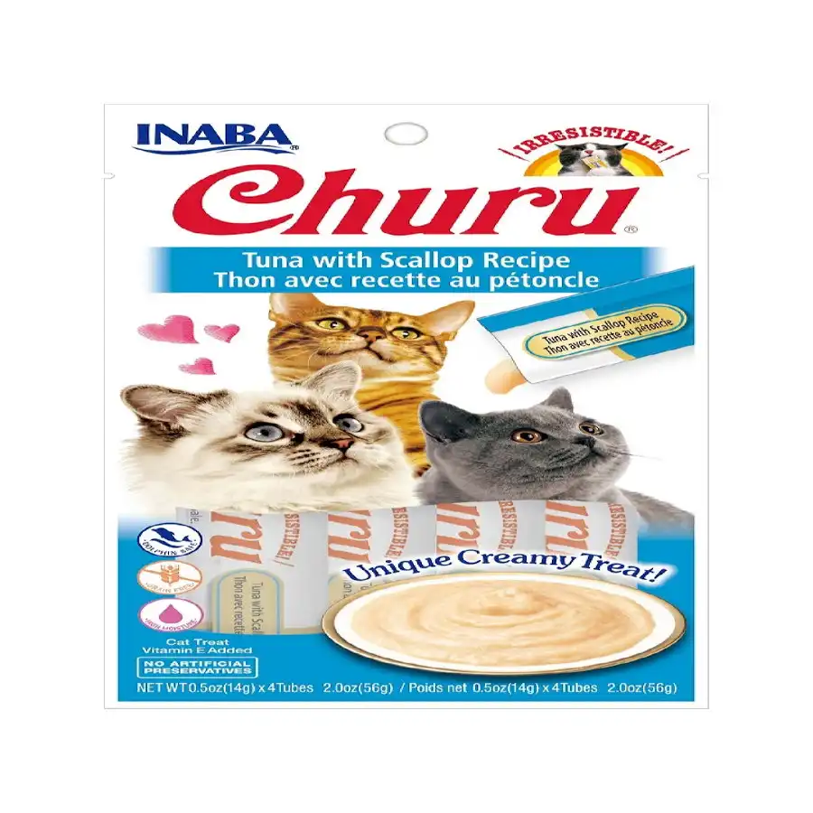 Churu Snack Cremoso de Atún con Vieira para gatos – Multipack 12 - Churu - Comparador de precios