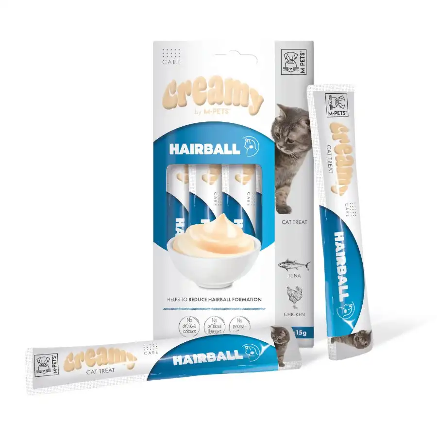 M-Pets Creamy Snack Antibolas de Pelo de Atum e Frango para gatos 4 sobres x 15 g - M-Pets - Comparador de precios