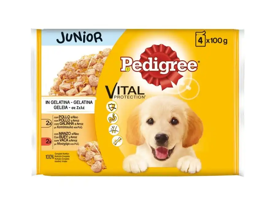 Pedigree Junior Vital Protection Gelatina sobre para perros - Pack 4