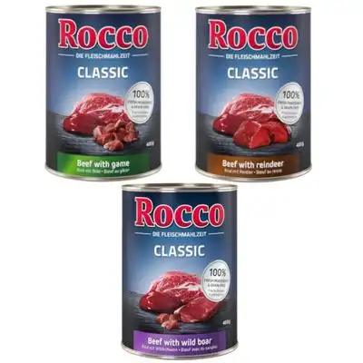 Rocco Classic 6 x 400 g - Pack mixto caza (vacuno y reno, vacuno y caza, vacuno y jabalí) - Rocco - Comparador de precios