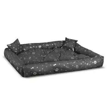 Cama Impermeable Para Perro Patas De Hueso Plateado 115x95 Cm Aio Lavable