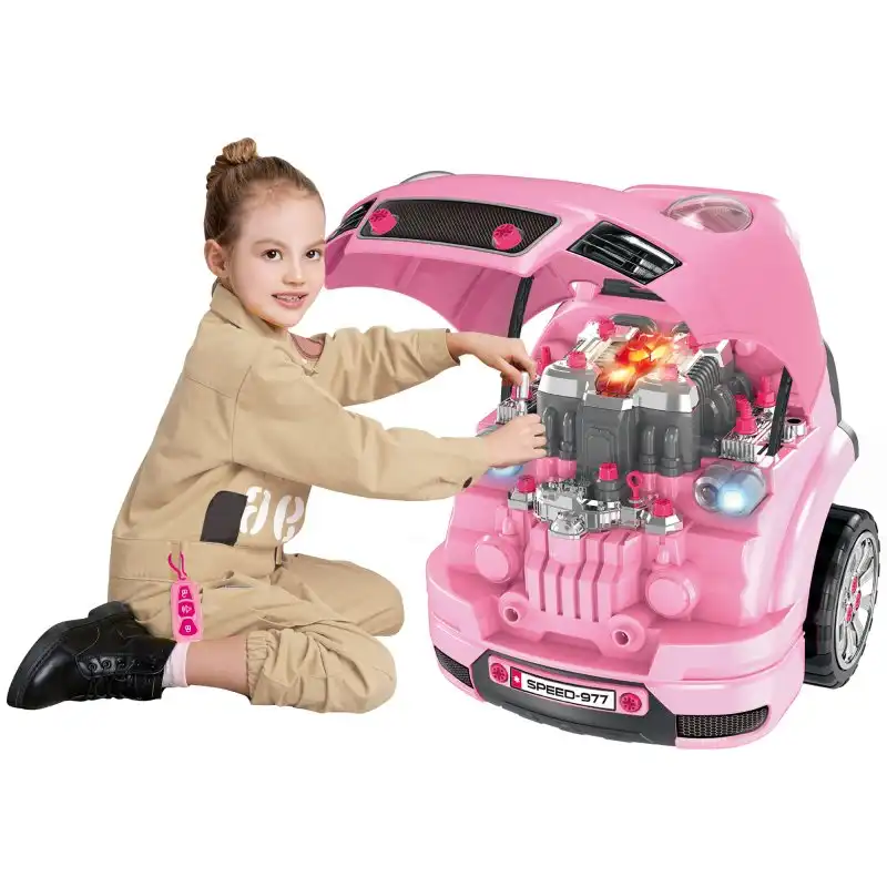 Homcom  de Motor de Camión para +3 Años 61 Piezas 40x39x47cm Rosa