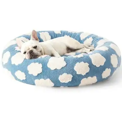 IntiMeg Cesta redonda para perros y gatos, nubes blancas - 60×60×20 cm - IntiMeg - Comparador de precios
