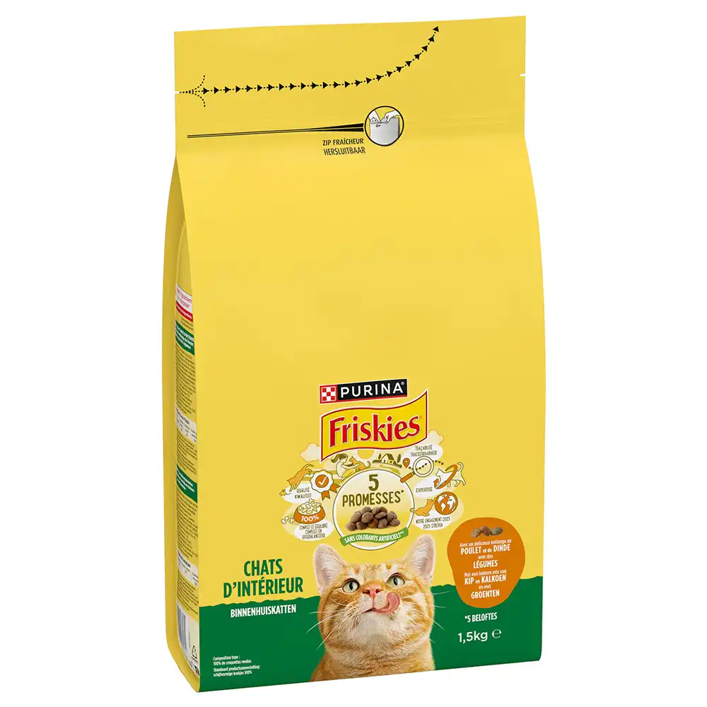 PURINA FRISKIES Indoor Cat con pollo, pavo y verduras - 3 x 1,5 kg - Pack Ahorro - Friskies - Comparador de precios