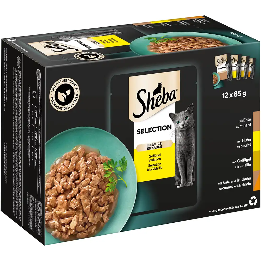 Sheba 12 x 85 g en sobres Multireceta - Selección de aves en salsa