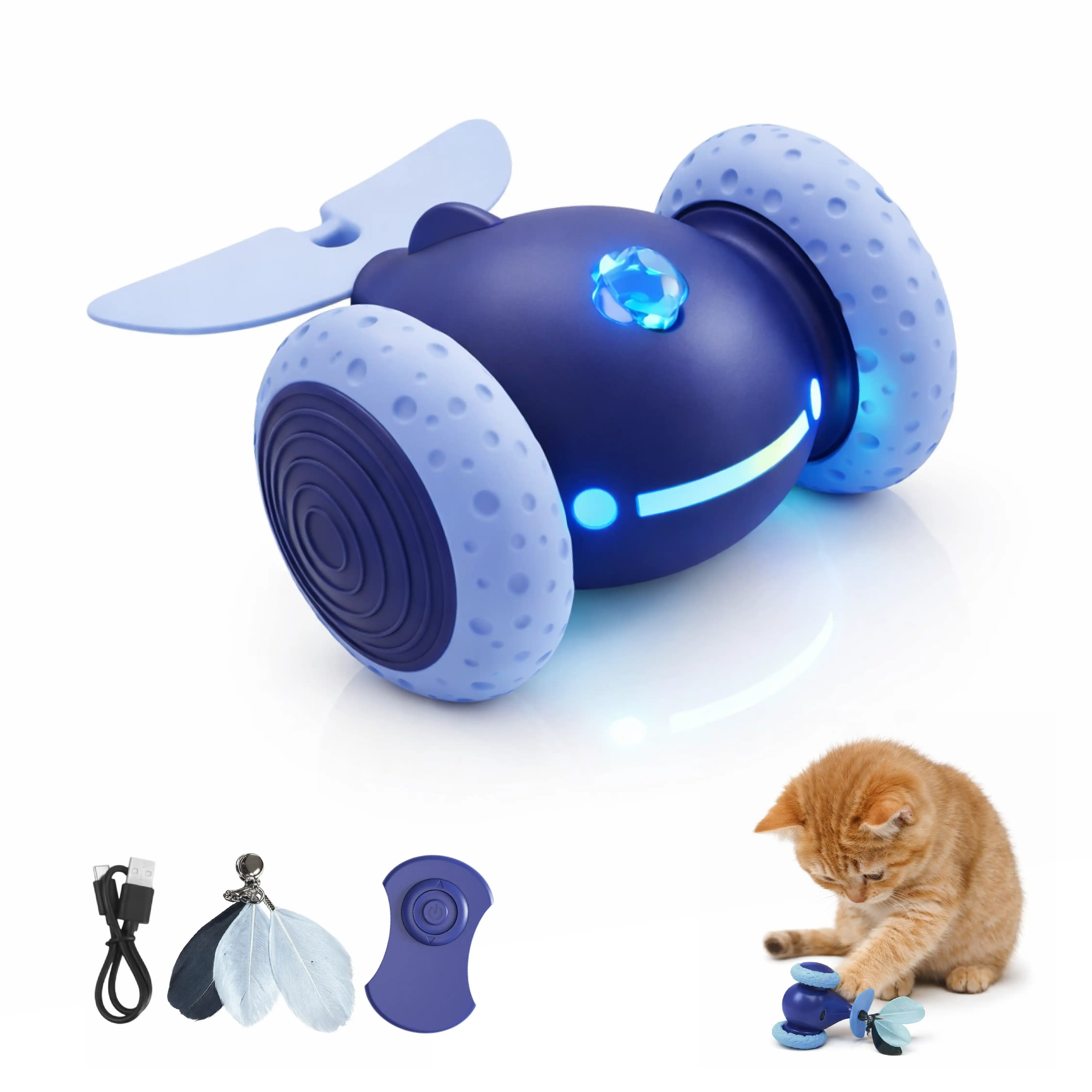 TheKingPet juguete interactivo recargable para gatos con mando, LED y plumas - 7cm x 5cm x 4cm - TheKingPet - Comparador de precios