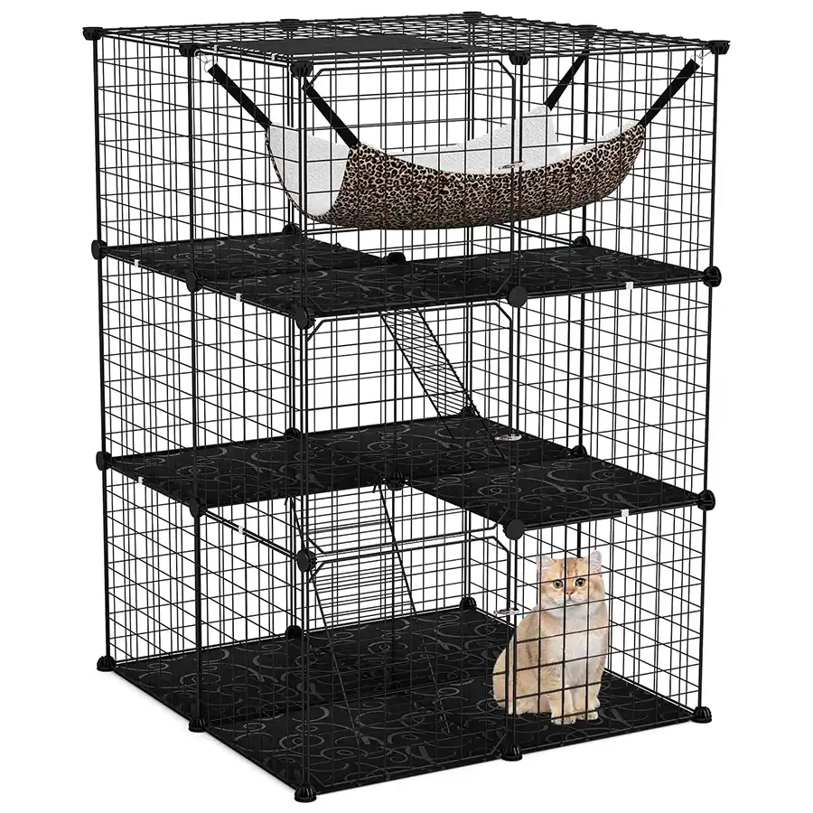 COSTWAY Jaula Grande con Hamaca para gatos - 74 x 74 x 107 cm - COSTWAY - Comparador de precios