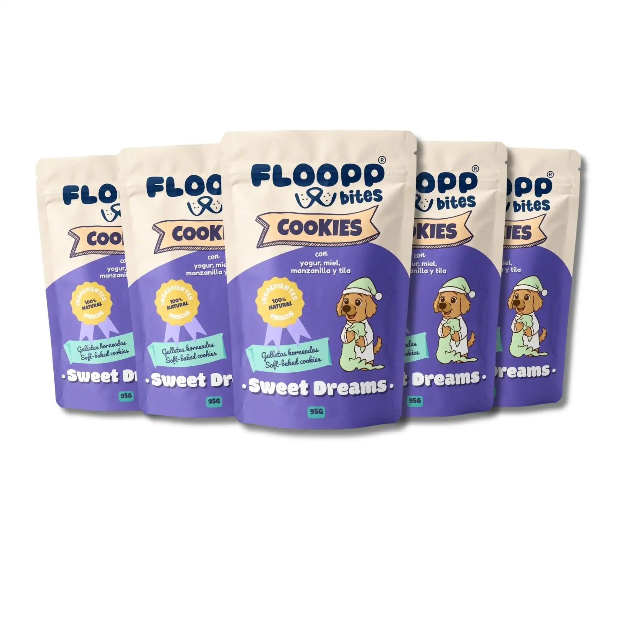 Floopp Bites Sweet Dreams – Galletas Relajantes para Perros – 5 x 95 g - 475 - Flooppbites - Comparador de precios