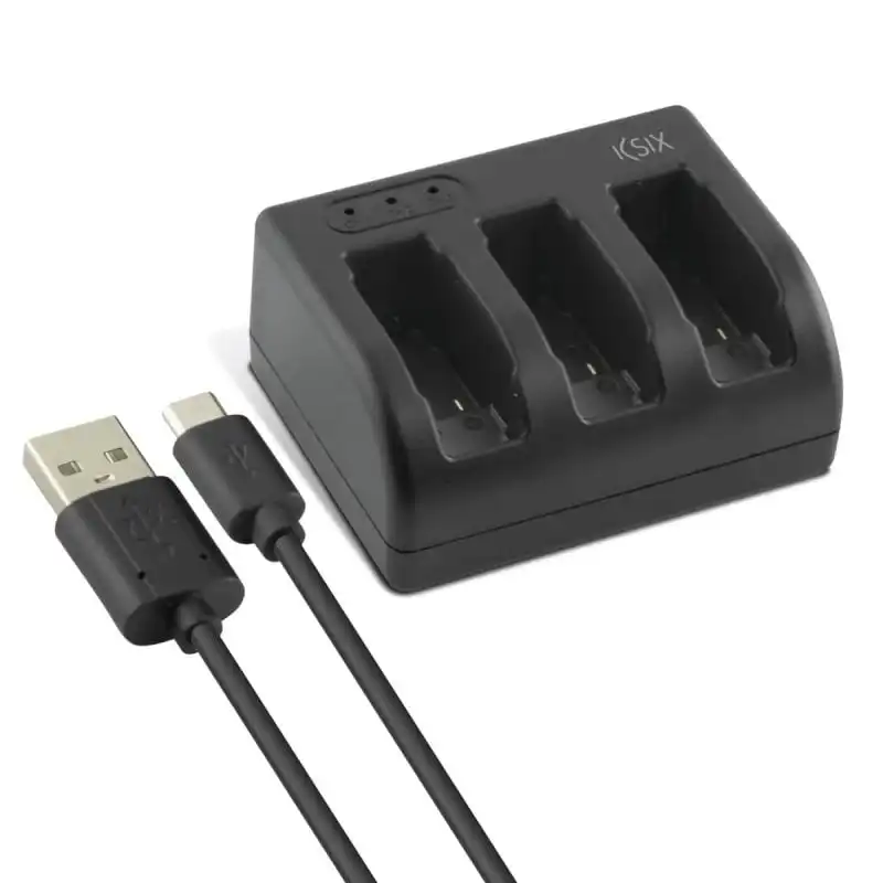 Ksix Cargador 3 Baterías Micro Usb/ Usb Type C Input para Gopro Hero 5