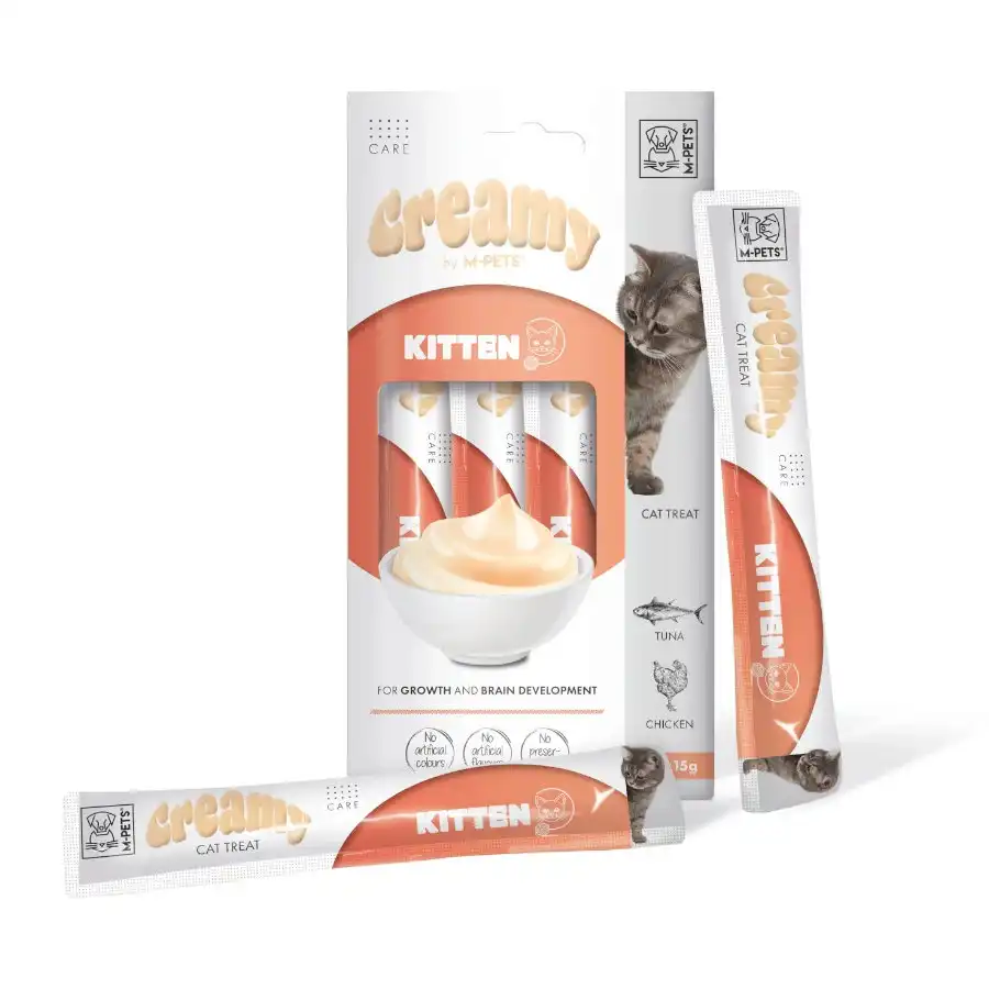 M-Pets Creamy Snack Funcional de Atum e Frango para gatinhos 4 sobres x 15 g - M-Pets - Comparador de precios