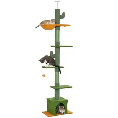 PawHut Árbol para Gato 55x34x275 cm Verde - 1 Article - PawHut - Comparador de precios