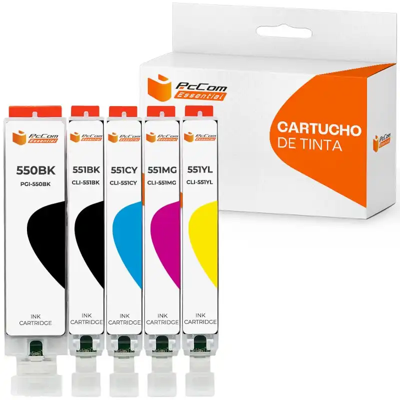 Pccom Essential Canon Pgi550xl/cli551xl Cartucho Tinta Compatible Negro/cian/magenta/amarillo Pack 5