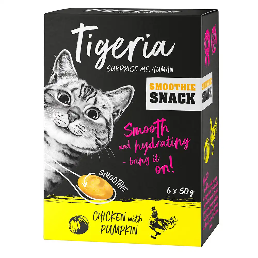 Tigeria Smoothie 6 x 50 g snacks para gatos - Pollo con calabaza