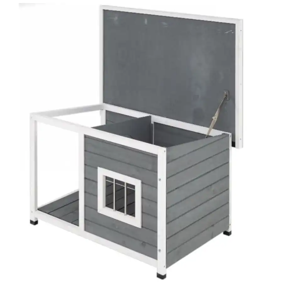 COSTWAY Casa para Mascotas Impermeable con Porche, 86 x 63 x 60 cm | Caseta para Perros con Techo de Asfalto Inclinado Abatible, Base Elevada y Ventana, Perrera Refugio para Interior Exterior - 86 x 63 x 60 cm - COSTWAY - Comparador de precios