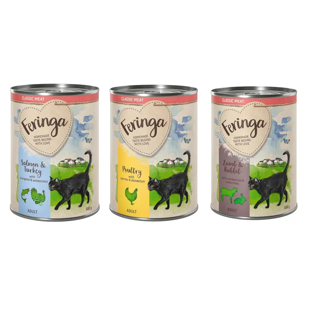 Feringa Classic Meat Menu 6 x 400 g - Pack de prueba mixto - Pack mixto 4 - Ave, cordero y conejo, salmón y pavo - Feringa - Comparador de precios