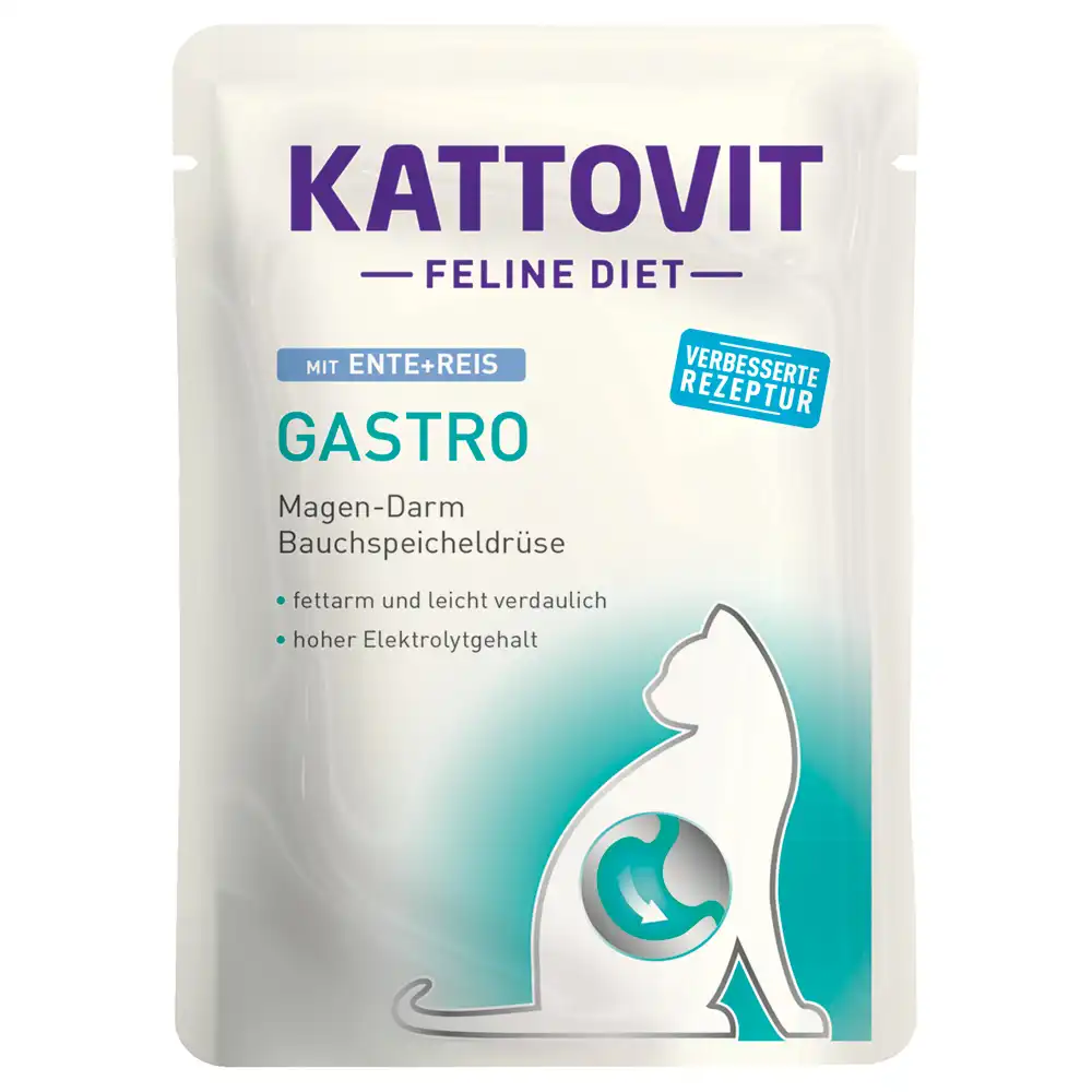 Kattovit Gastro 24 x 85 g en sobres para gatos - Pack Ahorro - Pato y arroz