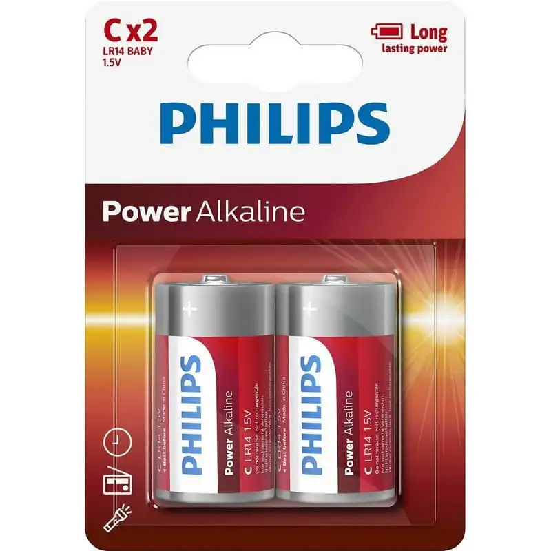 Philips Pack 2 Pilas Alcalinas C LR14