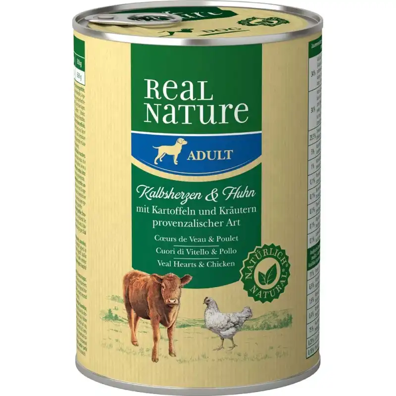 Real Nature Classic Latas Para Perros Adultos Ternera Pollo, Unidades 1 x 6 Latas 400 gr - Real Nature - Comparador de precios