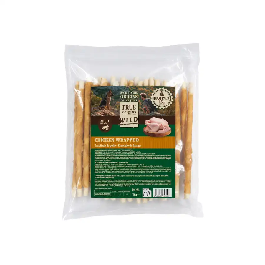 True Origins Wild Sticks de Pollo Enrollado Snack para perros 1.5 kg - True Origins - Comparador de precios