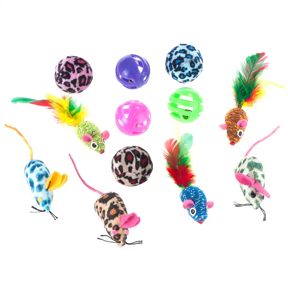 Set de juguetes de gato, con pelotas y ratones - Set de 12 - bitiba - Comparador de precios