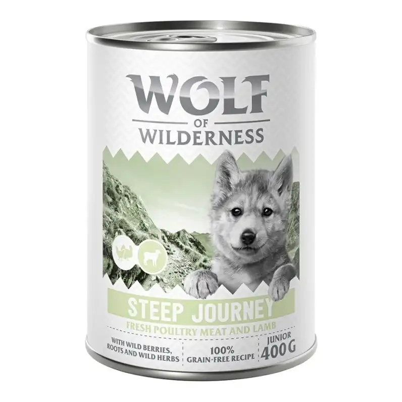 Wolf of Wilderness Expedition Junior 6 x 400 g - Steep Journey - Ave con cordero - Wolf of Wilderness - Comparador de precios