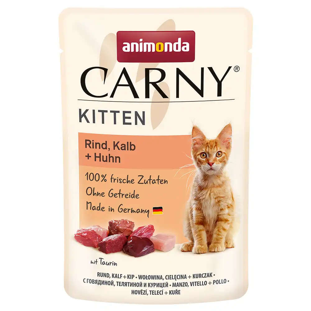 Animonda Carny Kitten 12 x 85 g en bolsitas - Vacuno, ternera y pollo