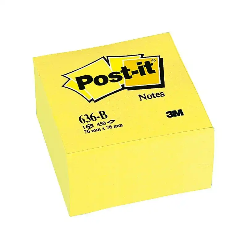 Bloc De Notas Adhesivas Quita Y Pon Post-it 76x76x45 Mm Cubo Colores Amarillo 450 Hojas