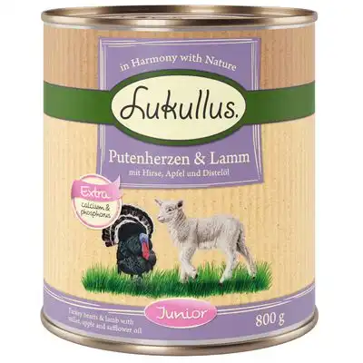 Lukullus Junior con corazón de pavo y cordero - 6 x 800 g - Lukullus - Comparador de precios
