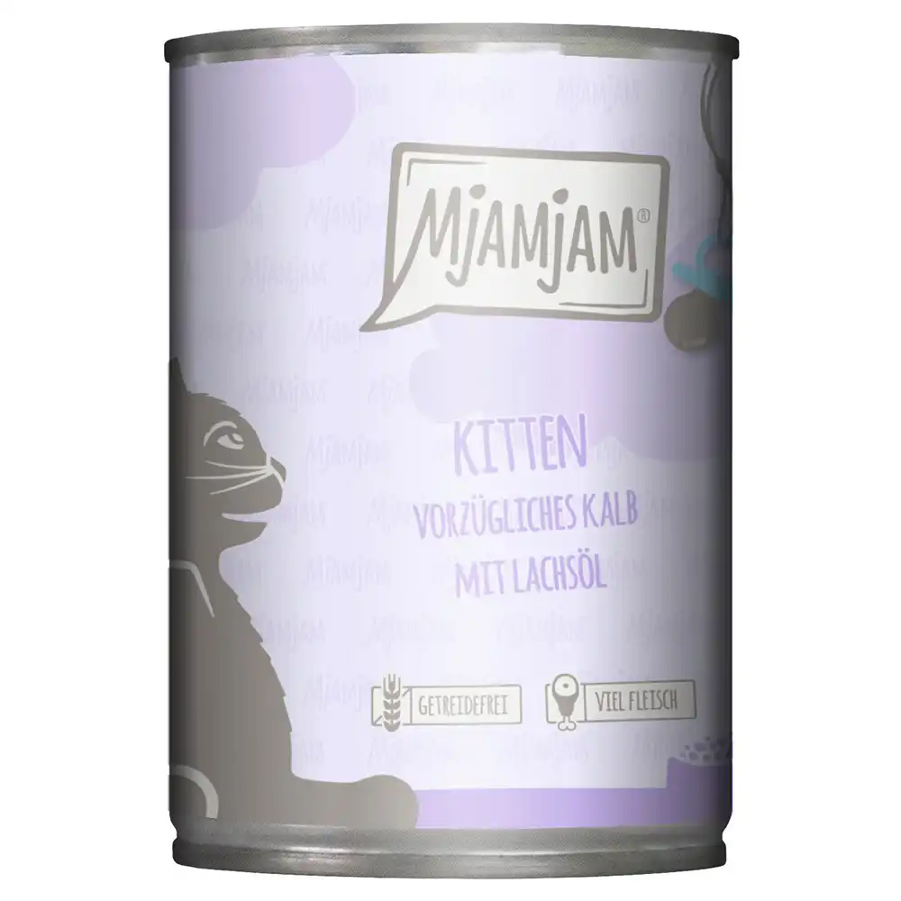 MjAMjAM Kitten 6 x 400 g  - exquisita ternera con aceite de salmón