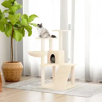 Rascador Para Gatos Con Postes De Sisal Crema 94 Cm