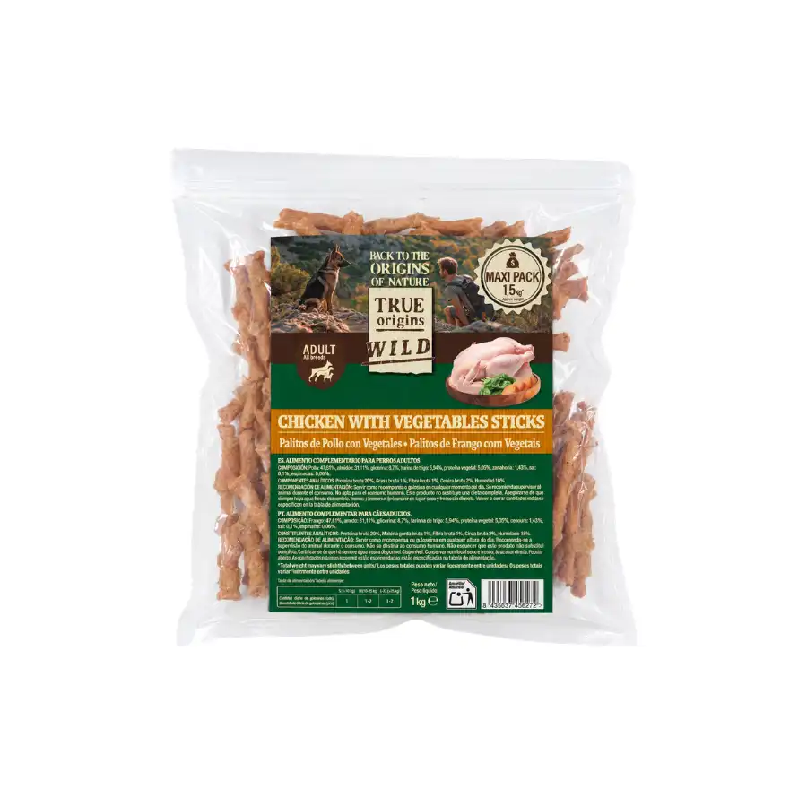 True Origins Wild Palitos de Pollo con Vegetales Snack para perros 1.5 kg - True Origins - Comparador de precios