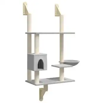 Árbol Rascador Para Gatos De Pared Gris Claro 153 Cm Vidaxl