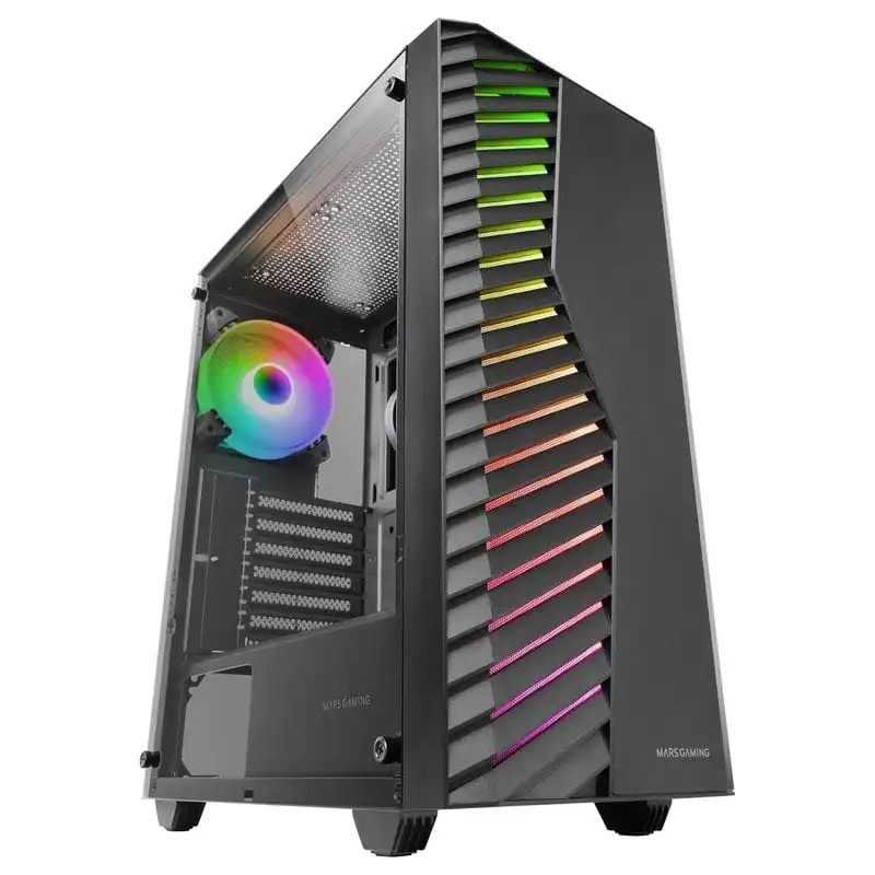 Mars Gaming Mc-volt Caja Atx Ventilador Argb 120mm Rejilla Frontal Argb Cristal Templado Negro