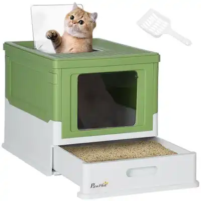 PawHut Arenero para Gato - Blanco y Verde - PawHut - Comparador de precios