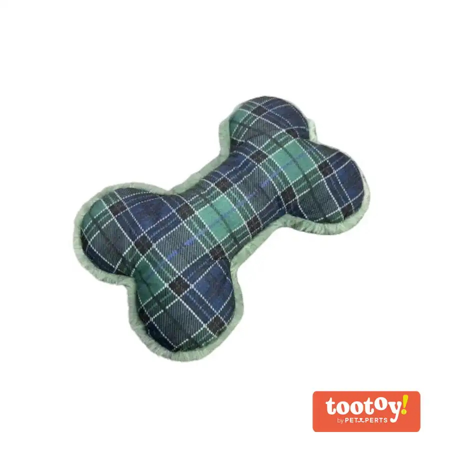 Tootoy! Tartan Bone Cuddler Blue Hueso de Peluche para perros - Tootoy! - Comparador de precios