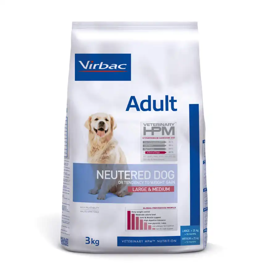 Virbac Veterinary HPM Adult Neutered Large y Medium pienso para perros - 3 kg - Virbac - Comparador de precios