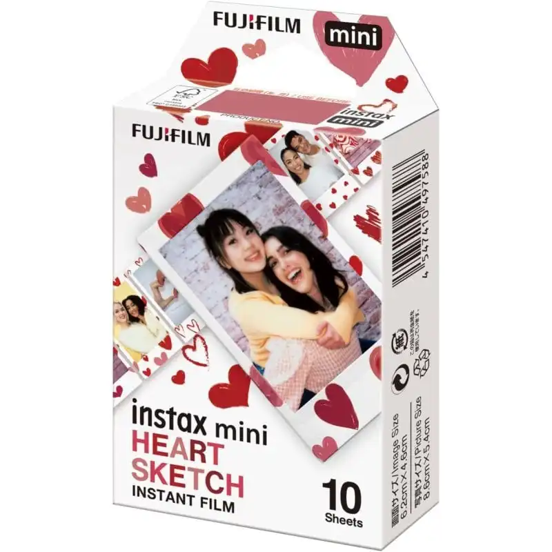 Fujifilm Instax Mini Heart Sketch Película Fotográfica Instantánea 10 Hojas
